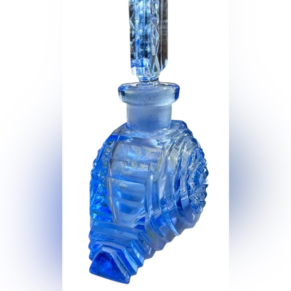 Art Deco Sapphire Czech Crystal Perfume Bottle - Picture 10 of 16